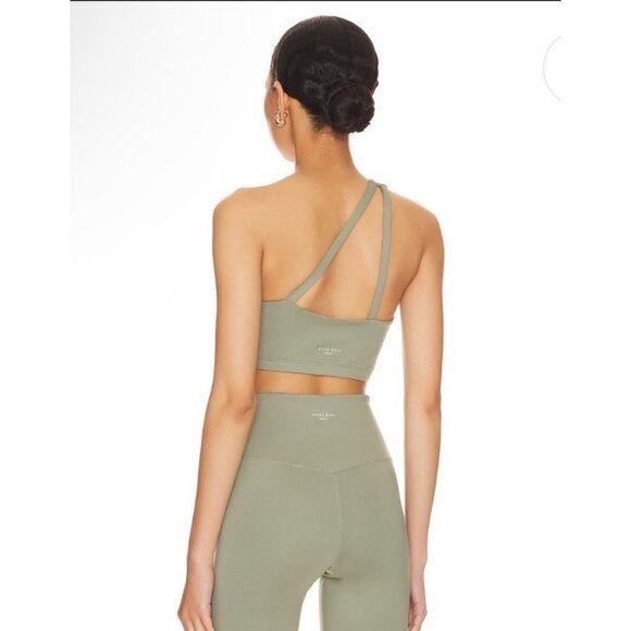 Anine Bing Sport Jules Bra Asymmetrical Design Artichoke Green LG Stretchy Comfo - Picture 6 of 9